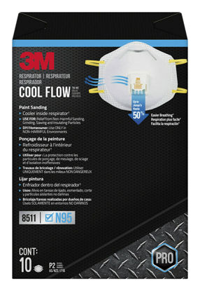 Picture of 3M N95 Respirator 8511, Cool Flow Valve, 10 Pack, NIOSH-APPROVED, Advanced Filter Media For Easy Breathing, Comfortable For Long Periods Of Wear, Helps Filter Pollen, Mold Spores & Dust (8511PB1-A-PS)