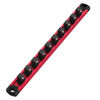 Picture of WORKPRO Magnetic Socket Organizer, 3/8-Inch Drive Aluminum Alloy Socket Rail, Heavy Duty Socket Holder, Socket Rack Kit 3/8-Inch x 10 Clips(Red)
