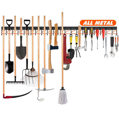 Picture of TVKB 68'' All Metal Garden Tool Organizer Adjustable Garage Tool Organizer Wall Mount Garage Organizers and Storage with Hooks Tool Hangers for Garage