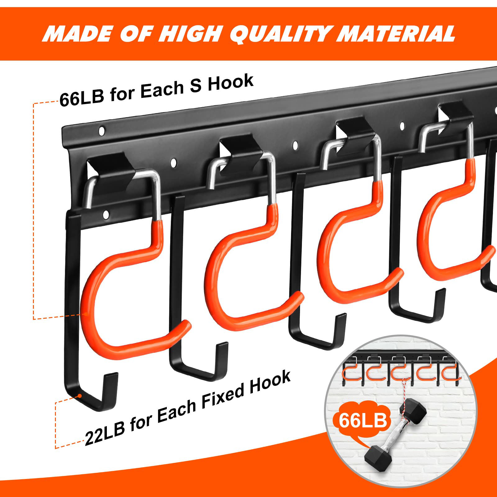 Garden Tool Organizer, Garage Tool Organizer Wall Mount With 6 Adjustable Clamping Hooks, Heavy