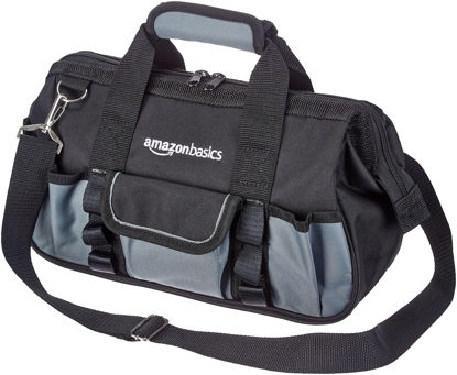 Picture of Amazon Basics Durable Wear-Resistant Base, Tool Small Standard Bag with Strap, 12 Inch, Black & Gray