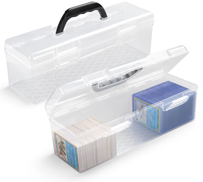 Picture of SUNEZLGO Storage Box For Toploader, Trading Card Storage Box, Card Storage Box Plastic, Playing Card Case, Large For Toploaders 200 Cards 750, Fit For Toploader and Standard Card