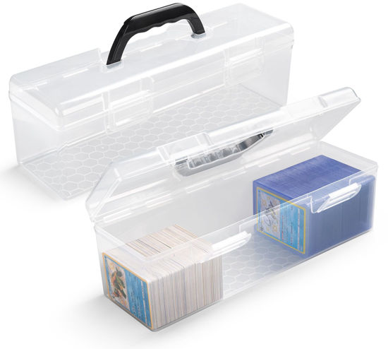 Picture of SUNEZLGO Storage Box For Toploader, Trading Card Storage Box, Card Storage Box Plastic, Playing Card Case, Large For Toploaders 200 Cards 750, Fit For Toploader and Standard Card