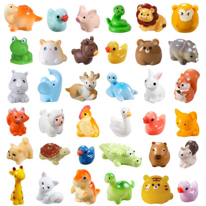 Picture of DIYDEC 40pcs Mini Resin Animal 40 Styles Tiny Resin Animals Miniature Little Small Animal Figures Bulk for Micro Fairy Garden Landscape Accessories Dollhouse Hide Crafts Decor Aquarium Toys