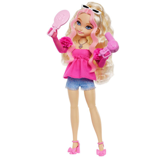 Picture of Barbie Dream Besties Playset, Malibu” Posable Fashion Doll with Wavy Blonde Hair, 11 Makeup & Hair-Themed Accessories