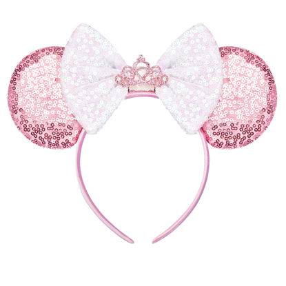 Picture of FANYITY Mouse Ears, Sequin Mouse Ears Headband for Girls Women (pink Crown)