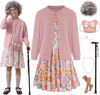 Picture of Z-Shop 100 Days of School Old Lady Costume for Kids 100th Grandma Granny Dress up for Girls,Pink,6