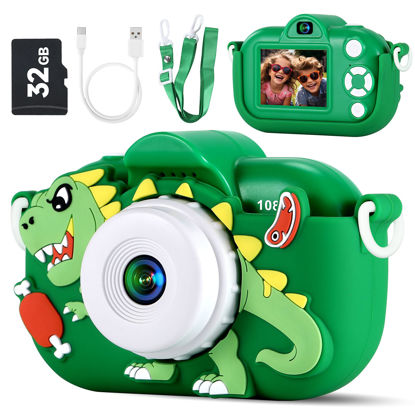 Picture of Kids Camera Boys Toys for 3 4 5 6 7 8 9 Years Old Boys, 48MP Dual Lens Kids Digital Camera Toddler Camera Christmas Birthday Gifts, 1080P HD Video Selfie Camera with 32G SD Card