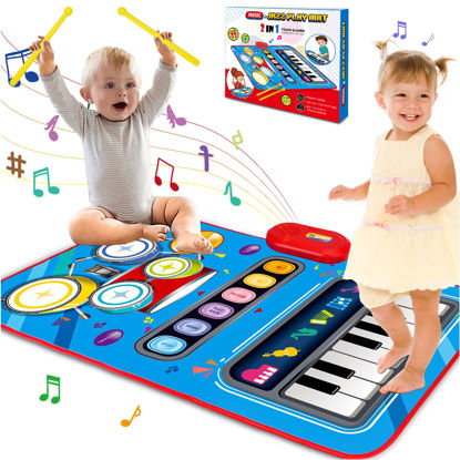 Picture of Baby Toys for 1 Year Old: Baby Musical Mat Toddler Toys Age 1-2 - 2 in 1 Piano Drum Babies Play Mat - Infant Music Toy 12-18 Months Babies Birthday Valentines Gifts for 1 2 3 Year Old Boys Girls