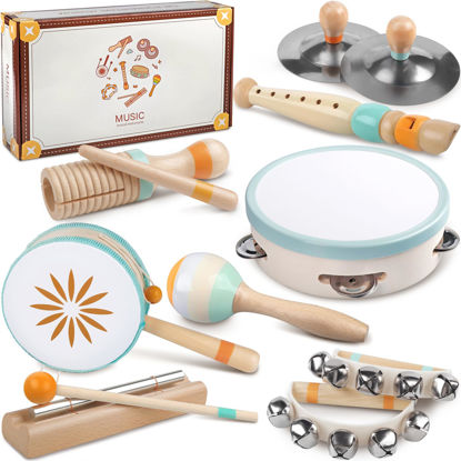 Picture of Baby Musical Instruments - Montessori Musical Toys for Toddlers 1-3, Wooden Percussion Instruments Set, Neutral Colors Modern Boho Music Toys for 1 Year Old, Kids Preschool Educational Birthday Gifts