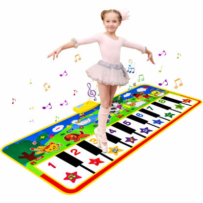 Picture of M SANMERSEN Piano Mat, 53'' x 23'' Musical Toys for Toddlers Floor Piano Touch Playmat with 8 Animal Sounds, Music Piano Keyboard Dance Mat Toddler Toys Gifts for Boys and Girls 1 2 3 4 5 Year Old