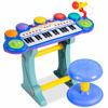 Picture of Best Choice Products 37-Key Kids Electronic Musical Instrument Piano Learning Toy Keyboard w/Multiple Sounds, Lights, Microphone, Stool - Blue