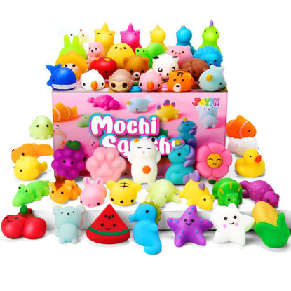 Picture of JOYIN Mochi Squishy Toys Set, Random 25 Pack Mini Mochi Party Favors for Kids, Kawaii Squishy Toy Stress Relief Toys, Goodie Bags Fillers with Storage Box, Classroom Prizes