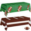 Picture of Football Party Decorations - 2 Pack Football Tablecloth Plastic, Disposable TouchDown Table Cover for Football Sport Birthday Party Supplies Favors Gameday Tailgate Table Decor Accessories, 108x54Inch