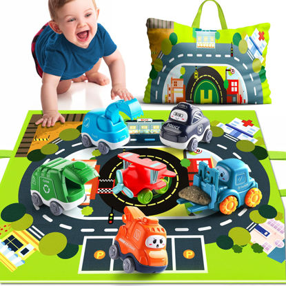 Picture of Big Cartoon Truck Car Toys for 1 Year Old Boy with Playmat/Storage Bag|Baby and Toddler Toys 12-18 Months & Age 1-2|1st Birthday Gift for 1 2 Year Old Boy