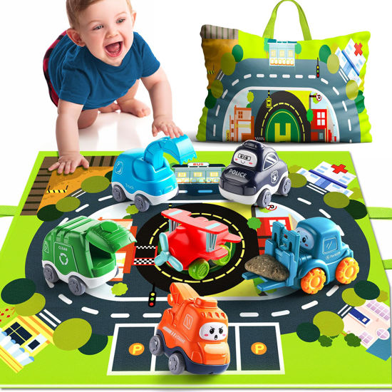 Picture of Big Cartoon Truck Car Toys for 1 Year Old Boy with Playmat/Storage Bag|Baby and Toddler Toys 12-18 Months & Age 1-2|1st Birthday Gift for 1 2 Year Old Boy