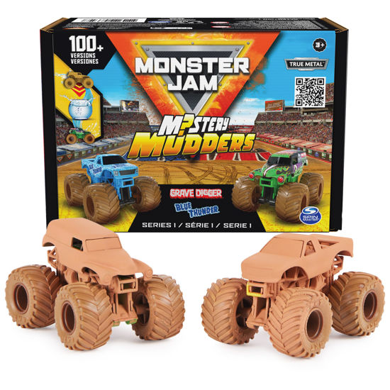 Picture of Monster Jam, Mystery Mudders 2-Pack Monster Trucks, Official 1:64 Die-Cast Vehicles, Wash to Reveal (Styles Will Vary), Kids Toys for Boys 3 and Up