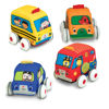 Picture of Melissa & Doug K's Kids Pull-Back Vehicle Set - Soft Baby Toy Set With 4 Cars and Trucks and Carrying Case Pull Back Cars, Soft Vehicles Toys For Babies And Toddlers