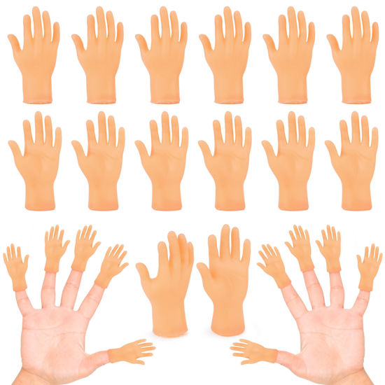 Picture of 30 Pcs Tiny Finger Hands Mini Fingers Funny Hand Puppets, Miniature Small Hands for Finger Puppets Show, Gag Performance, Cute Little Hand Finger for Party Favors
