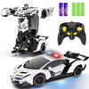 Picture of FDJ Remote Control Car - Transform Toys Car Robot, One Button Deformation to Robot with Flashing Light, 2.4Ghz 1:18 Scale Transforming Police Car Kids Toys with 360 Degree Rotating, Girls Boys Toys