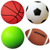 Picture of AppleRound Pack of 4 Sports Balls with 1 Pump for Toddlers and Kids: 1 Each of 5-Inch Soccer Ball, 5-Inch Basketball, 5-Inch Playground Ball, and 6.5-Inch Football