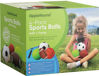 Picture of AppleRound Pack of 4 Sports Balls with 1 Pump for Toddlers and Kids: 1 Each of 5-Inch Soccer Ball, 5-Inch Basketball, 5-Inch Playground Ball, and 6.5-Inch Football