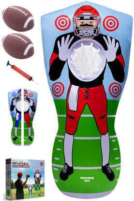 Picture of Inflatable Football Target - Double-Sided Toss Football Training Game with Mini Footballs - Fun Kids Throwing Football Games for Indoors, Outdoors, Birthdays, Camping, Beach - 65 Inch