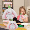 Picture of MIAODAM Bunny Stuffed Animal Reversible Cuddle Bunny Stuffed,Strawberry Bunny Transformed Rabbit Plush Zipper,Carrot That Turns Into Ears Bunnies Plushies Toy Cute Stuffy Doll Easter Girlfriend Gift