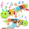 Picture of Baby Sensory Toy 0-6 Month Music Animal Stuffed Plush Caterpillar Toy for Infant 0-3-6 Month Tummy Time with Baby Mirror Crinkle Rattle for 6-12 Month Texture Toy for Newborn Boys Girls Birthday Gifts