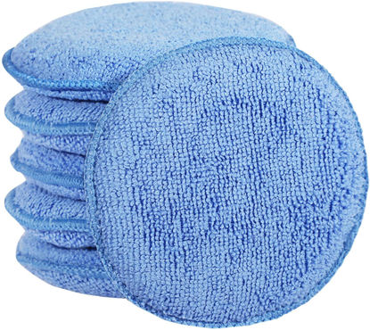 Picture of FONAROLL Microfiber Wax Applicator Pads, Car Wax Applicator, Buffing & Detail Polishing Foam Pads for Car Cleaning and Fine Polishing (5" Diameter, 6 Pack)…