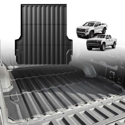 Picture of TripleAliners Truck Bed Mat Compatible with 2023 2024 2025 Chevy Colorado/GMC Canyon Accessories 5FT Vehicle Perfectly Flush All Weather Protection TPE Heavy Duty Pickup Car Bed Cargo Mat
