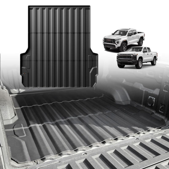 Picture of TripleAliners Truck Bed Mat Compatible with 2023 2024 2025 Chevy Colorado/GMC Canyon Accessories 5FT Vehicle Perfectly Flush All Weather Protection TPE Heavy Duty Pickup Car Bed Cargo Mat