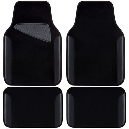 Picture of CAR PASS Waterproof Universal Fit Car Floor Mats, Faux Leather Car Carpet Mats, Black Car Mats with Anti-Slip Nibbs Backing & Driver Heel Pad Fit for SUV,Vans,sedans, Trucks,Set of 4pcs(All Black)