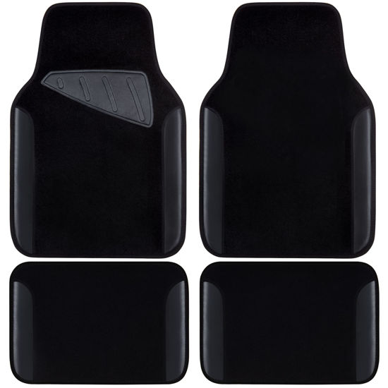 Picture of CAR PASS Waterproof Universal Fit Car Floor Mats, Faux Leather Car Carpet Mats, Black Car Mats with Anti-Slip Nibbs Backing & Driver Heel Pad Fit for SUV,Vans,sedans, Trucks,Set of 4pcs(All Black)
