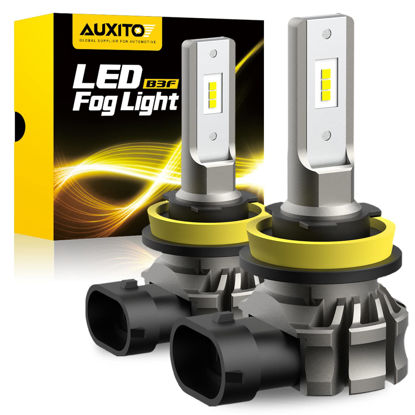 Picture of AUXITO H11/H8/H16 LED Fog Light Bulbs or DRL, 6000 Lumens 6500K Cool White Light, 300% Brightness, CSP LED Chips Fog Lamps Replacement for Cars, Play and Plug (Pack of 2)