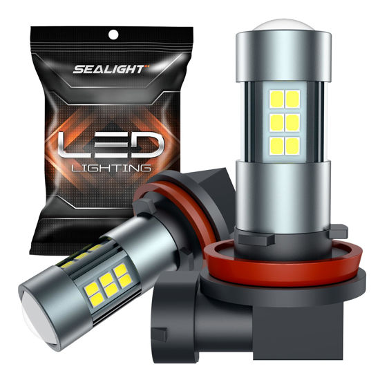Picture of SEALIGHT H11 H8 H16 LED Fog Light Bulbs or DRL, Real 360° illumination Fog Bulbs, 6000K 400% Brightness Upgraded, H16 Front Fog Lamp,Non-polarity, Pack of 2, Plug&Play