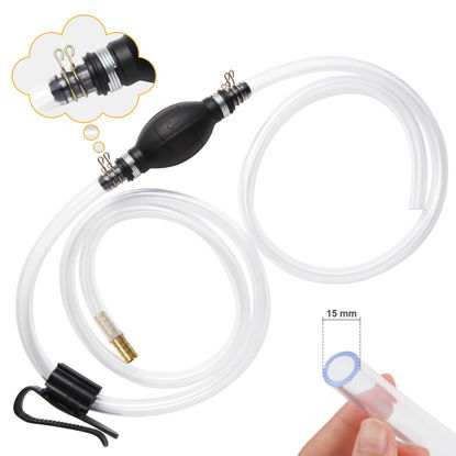 Picture of H-veenjor Gasoline Siphon Hose Pump, Hand Fuel Transfer Pump, High Flow Gas Siphon Pump for water Gasoline Oil Petrol Diesel, Manual Fuel Pump with 2 Premium PVC Hoses