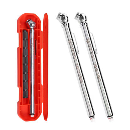 Picture of ETENWOLF Pencil Tire Pressure Gauge 10-50PSI, 20-120PSI with 16 Tire Caps in 2 Cases, Calibrated to ANSI B40.1 Grade B(2%),Stainless Steel Body, for Cars, Pickups, RVs, Bicycles
