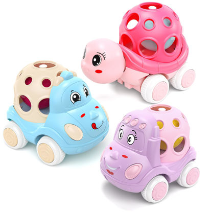 Picture of Baby Girl Toys Gifts, Toy Cars for Babies Toddlers, Toddler Push and Go Rattle Pink Car Truck for Baby Girls Valentines Day Gift Ideas Birthday Presents