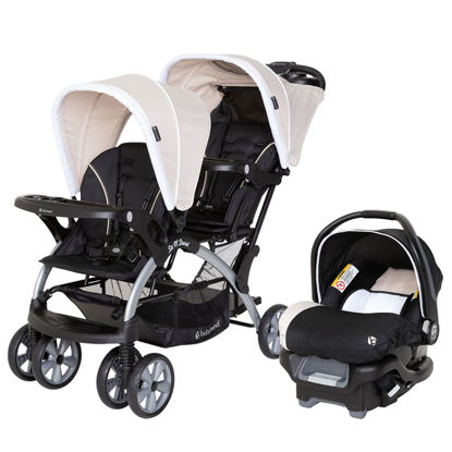 Picture of Baby Trend Infant and Toddler Double Stroller & Car Seat Combo, 2 Pc Set, Khaki