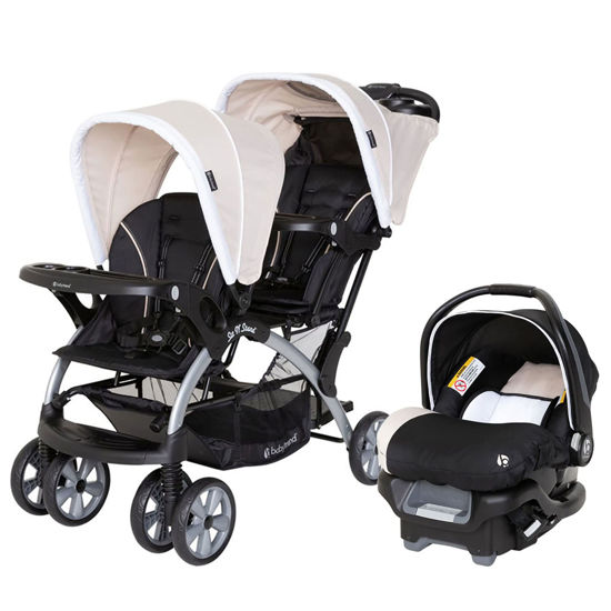 Picture of Baby Trend Infant and Toddler Double Stroller & Car Seat Combo, 2 Pc Set, Khaki
