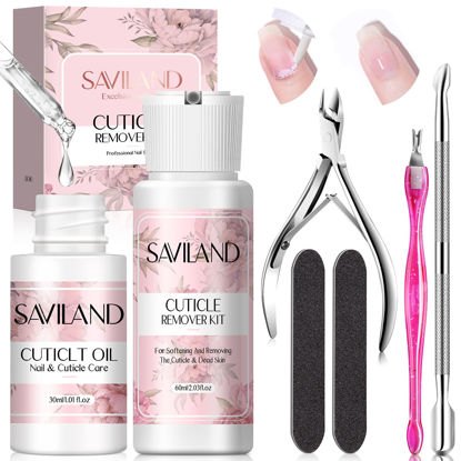 Picture of SAVILAND Cuticle Remover and Cuticle Oil Kit - Nail Care Kit with Cuticle Remover Liquid & 1.01 oz Cuticle Oil Cuticle Trimmer for Cuticle Softener & Moisturize Manicure Kit for Home Use
