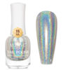 Picture of MIZHSE Holographic Nail Polish, Silver Glitter Nail Polish Air Dry Fast, 15 ml 0.5 fl oz High Glossy Shiny Nail Pigment Oil-based Laser Iridescent Nail Polish Chrome Halo Nail Art Salon Manicure Home