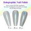 Picture of MIZHSE Holographic Nail Polish, Silver Glitter Nail Polish Air Dry Fast, 15 ml 0.5 fl oz High Glossy Shiny Nail Pigment Oil-based Laser Iridescent Nail Polish Chrome Halo Nail Art Salon Manicure Home