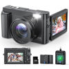 Picture of 4K Digital Camera for Photography and Video, Autofocus Anti-Shake 48MP Vlogging Camera for YouTube, 3'' 180°Flip Screen Camera with Flash 16X Zoom, Digital Camera with 32GB Card Battery Charger Black