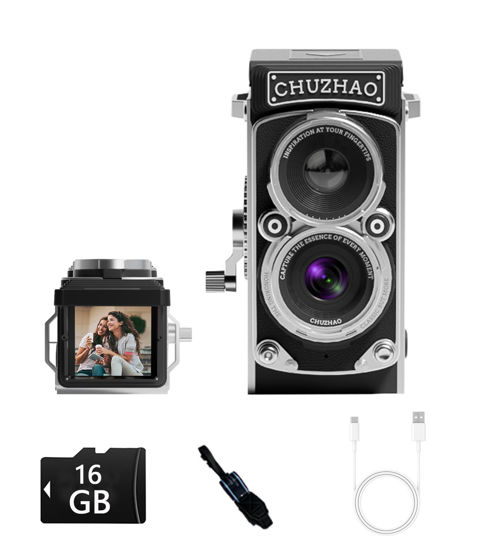 Picture of Digital Vintage Mini Camera, 1080P FHD Video, 12MP Autofocus, Point and Shoot Digital Camera with 16GB Card, Compact Small Vlogging Camera for Beginners Teens Adults Kids