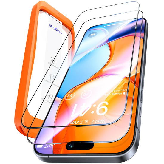 Picture of UltraGlass UNBREAK TOP 9H+ Glass for iPhone 16 Pro Max Screen Protector (12FT Military Grade Shatterproof) Screen Protector 16 ProMax Tempered Glass (Longest Durable) Full Edge Coverage 6.9" 2 Pack