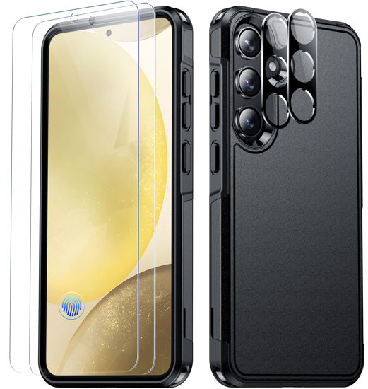 Picture of SPIDERCASE for Samsung Galaxy S24 Case, [12 FT Military Grade Drop Protection] with 2PCS [ Screen Protector+Camera Lens Protector] Heavy Duty Shockproof Case,Black