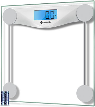 Picture of Etekcity Digital Body Weight Bathroom Scale, Large Blue LCD Backlight Display, High Precision Measurements,6mm Tempered Glass, 400 Pounds