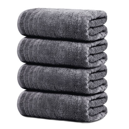 Picture of Tens Towels Pack of 4 Extra Large Bath Towels 30 x 60 Inches, 100% Cotton, Larger & Lighter Weight, Quicker to Dry, Super Soft and Absorbent, Perfect for Bathroom, Dark Grey